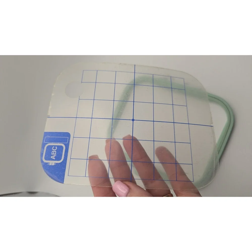 Mint Green Embroidery Machine Hoop with ABC Alignment‎ Grid Template Crafting